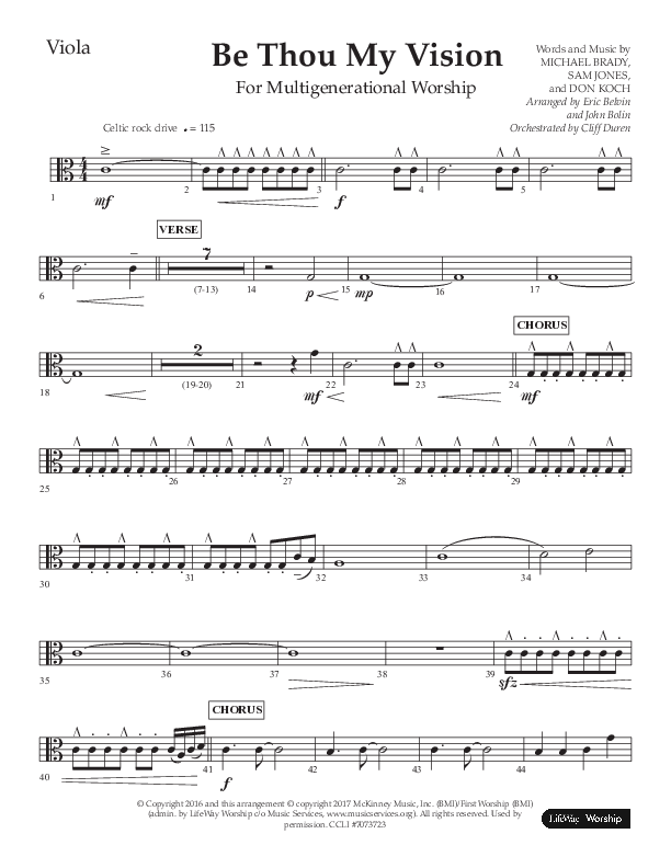 Be Thou My Vision (Choral Anthem SATB) Viola (Lifeway Choral / Arr. Eric Belvin / Arr. John Bolin / Orch. Cliff Duren)
