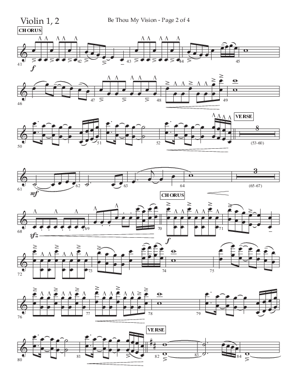 Be Thou My Vision (Choral Anthem SATB) Violin 1/2 (Lifeway Choral / Arr. Eric Belvin / Arr. John Bolin / Orch. Cliff Duren)