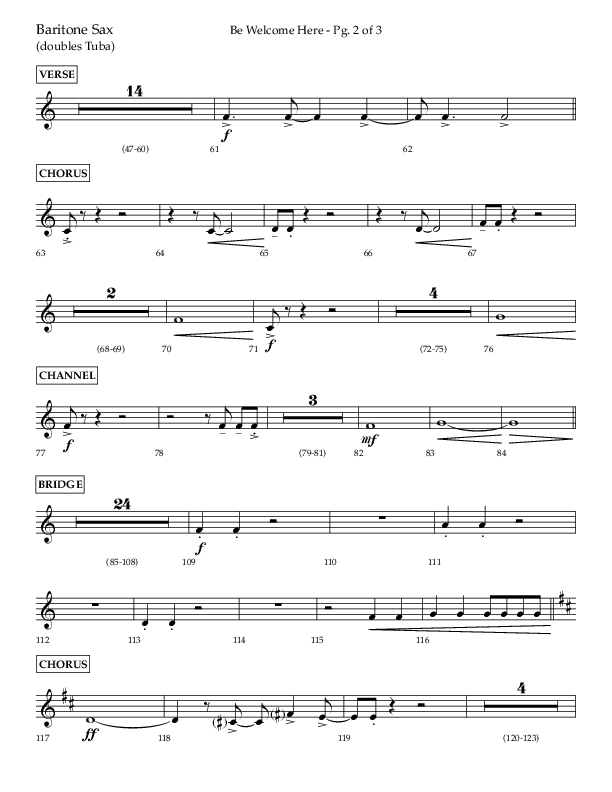 Be Welcome Here (Choral Anthem SATB) Bari Sax (Lifeway Choral / Arr. Bradley Knight)