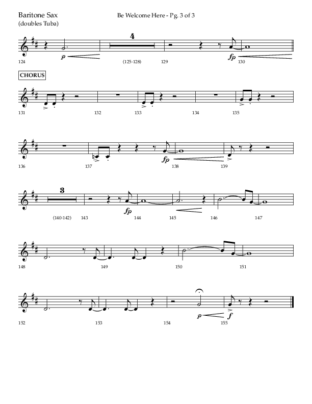 Be Welcome Here (Choral Anthem SATB) Bari Sax (Lifeway Choral / Arr. Bradley Knight)