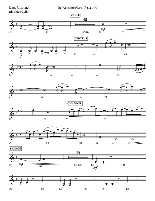 Be Welcome Here (Choral Anthem SATB) Bass Clarinet (Lifeway Choral / Arr. Bradley Knight)