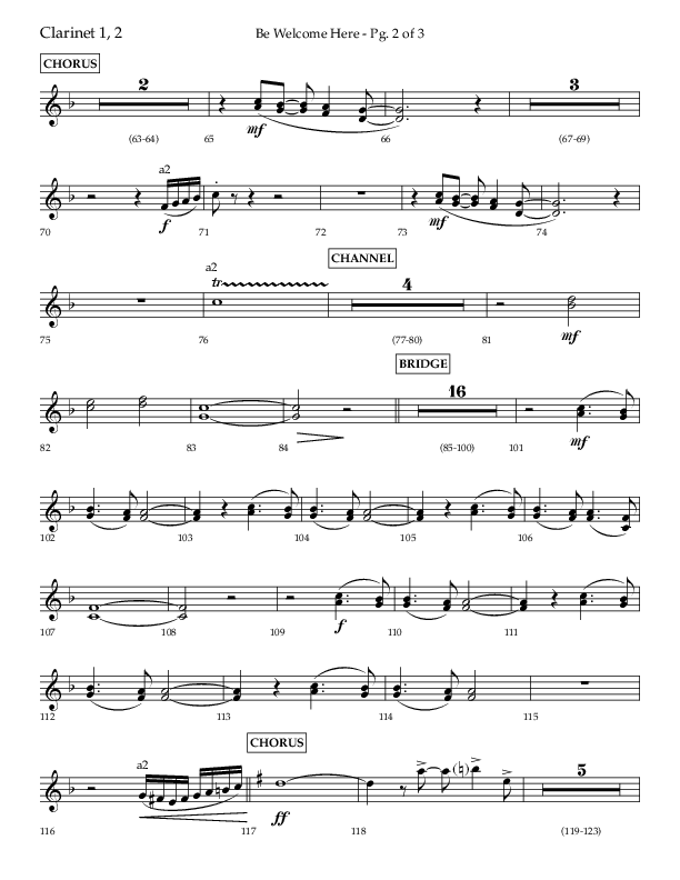 Be Welcome Here (Choral Anthem SATB) Clarinet 1/2 (Lifeway Choral / Arr. Bradley Knight)