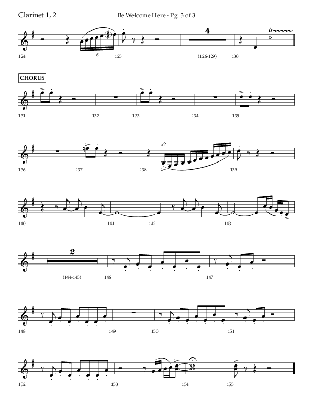 Be Welcome Here (Choral Anthem SATB) Clarinet 1/2 (Lifeway Choral / Arr. Bradley Knight)