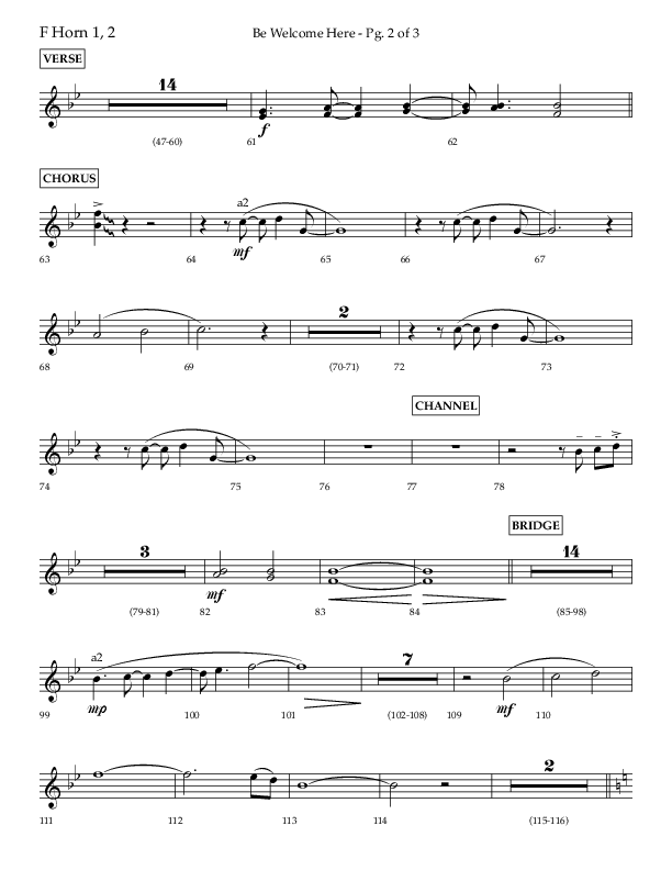 Be Welcome Here (Choral Anthem SATB) French Horn 1/2 (Lifeway Choral / Arr. Bradley Knight)