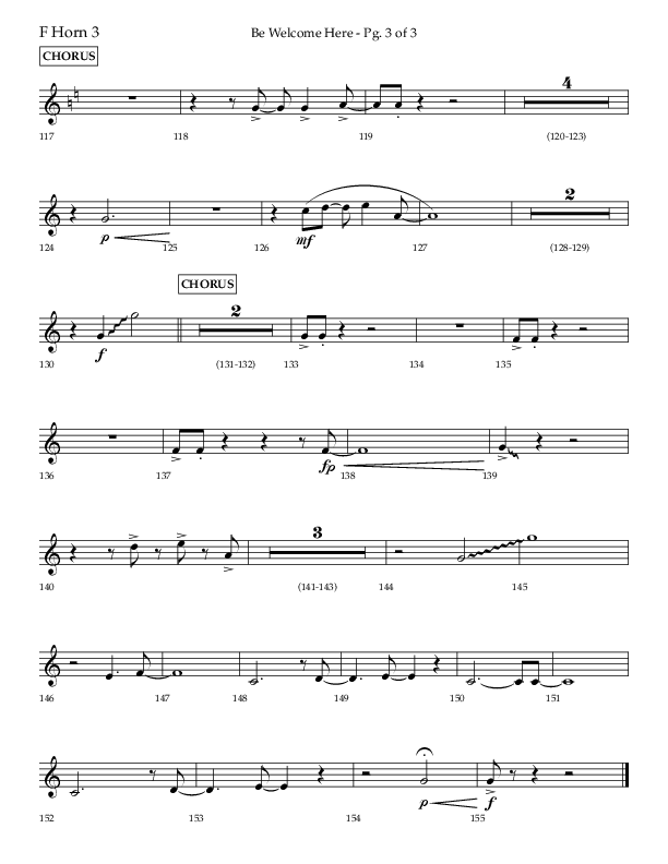 Be Welcome Here (Choral Anthem SATB) French Horn 3 (Lifeway Choral / Arr. Bradley Knight)