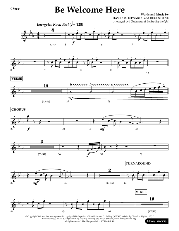 Be Welcome Here (Choral Anthem SATB) Oboe (Lifeway Choral / Arr. Bradley Knight)