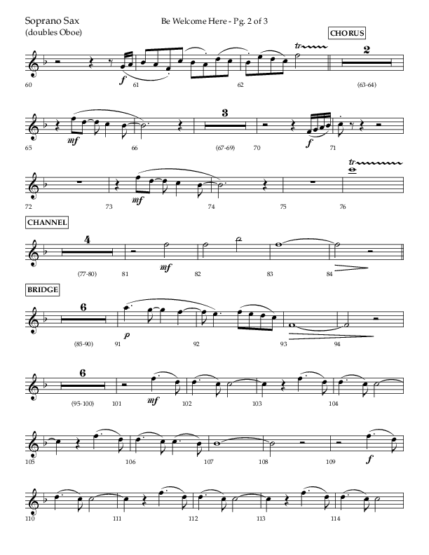 Be Welcome Here (Choral Anthem SATB) Soprano Sax (Lifeway Choral / Arr. Bradley Knight)
