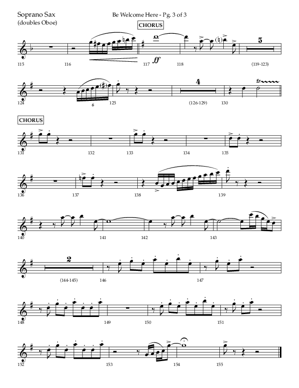 Be Welcome Here (Choral Anthem SATB) Soprano Sax (Lifeway Choral / Arr. Bradley Knight)