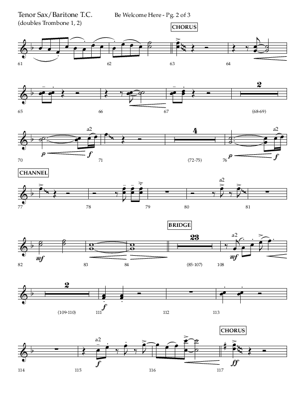 Be Welcome Here (Choral Anthem SATB) Tenor Sax/Baritone T.C. (Lifeway Choral / Arr. Bradley Knight)