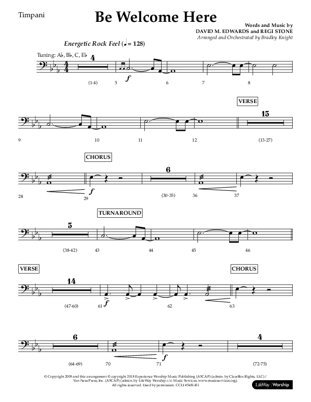 Be Welcome Here (Choral Anthem SATB) Timpani (Lifeway Choral / Arr. Bradley Knight)
