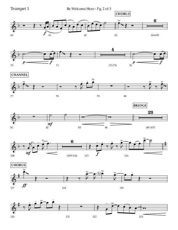 Be Welcome Here (Choral Anthem SATB) Trumpet 1 (Lifeway Choral / Arr. Bradley Knight)