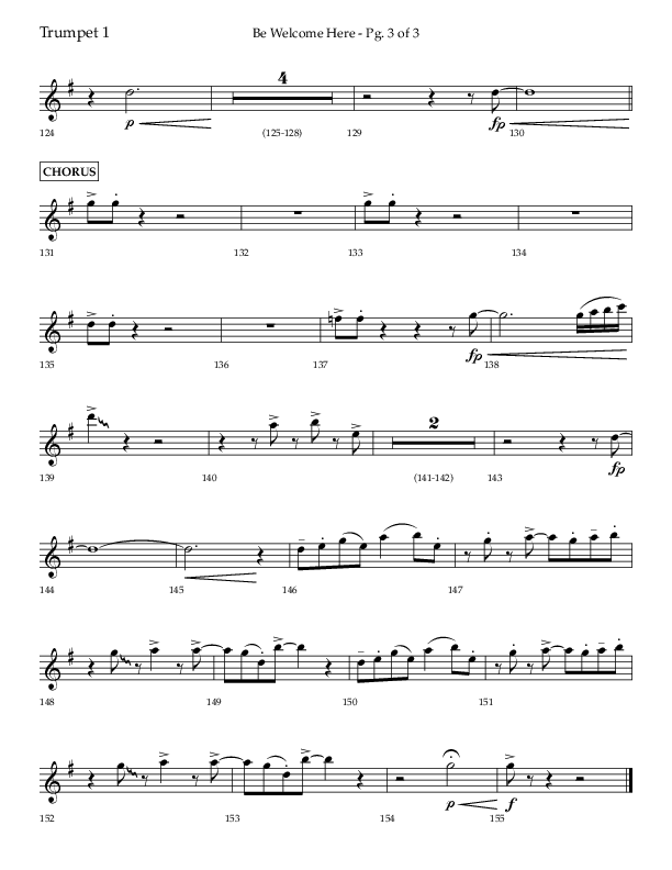 Be Welcome Here (Choral Anthem SATB) Trumpet 1 (Lifeway Choral / Arr. Bradley Knight)