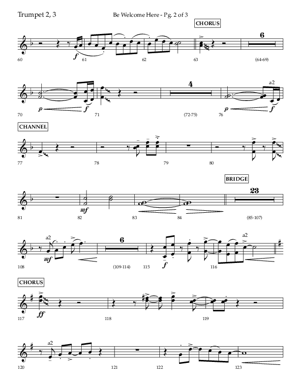 Be Welcome Here (Choral Anthem SATB) Trumpet 2/3 (Lifeway Choral / Arr. Bradley Knight)