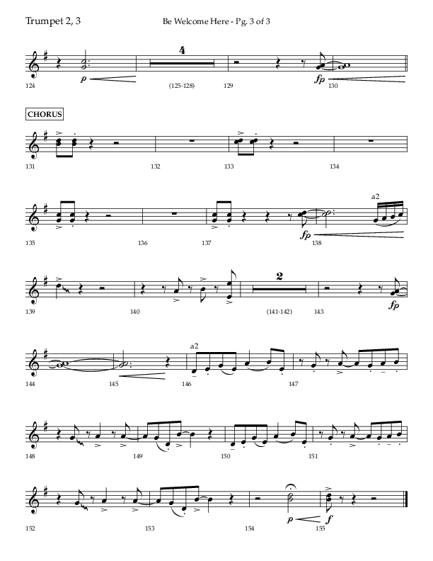 Be Welcome Here (Choral Anthem SATB) Trumpet 2/3 (Lifeway Choral / Arr. Bradley Knight)