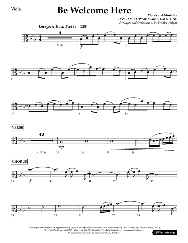 Be Welcome Here (Choral Anthem SATB) Viola (Lifeway Choral / Arr. Bradley Knight)