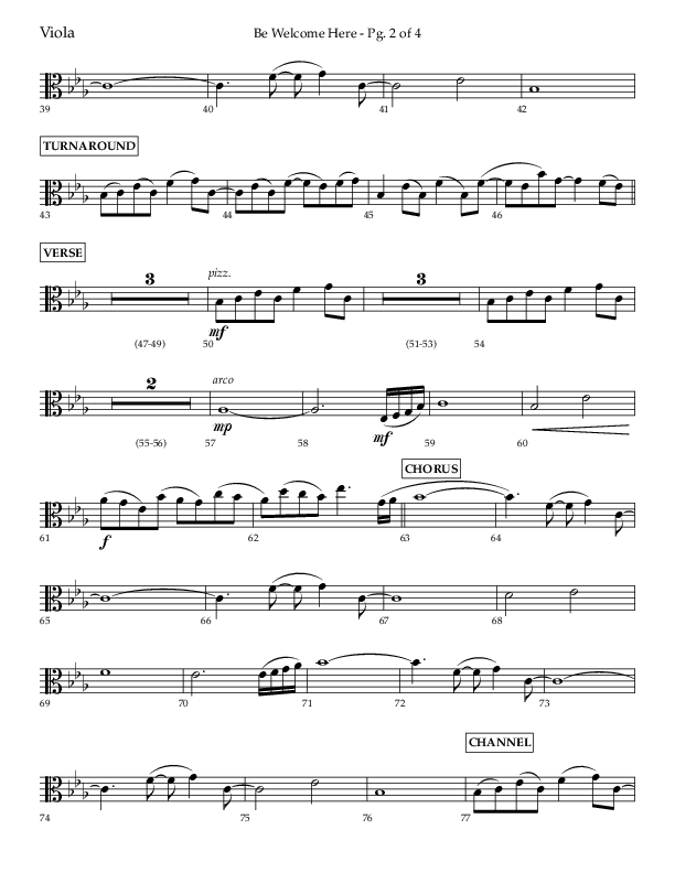 Be Welcome Here (Choral Anthem SATB) Viola (Lifeway Choral / Arr. Bradley Knight)