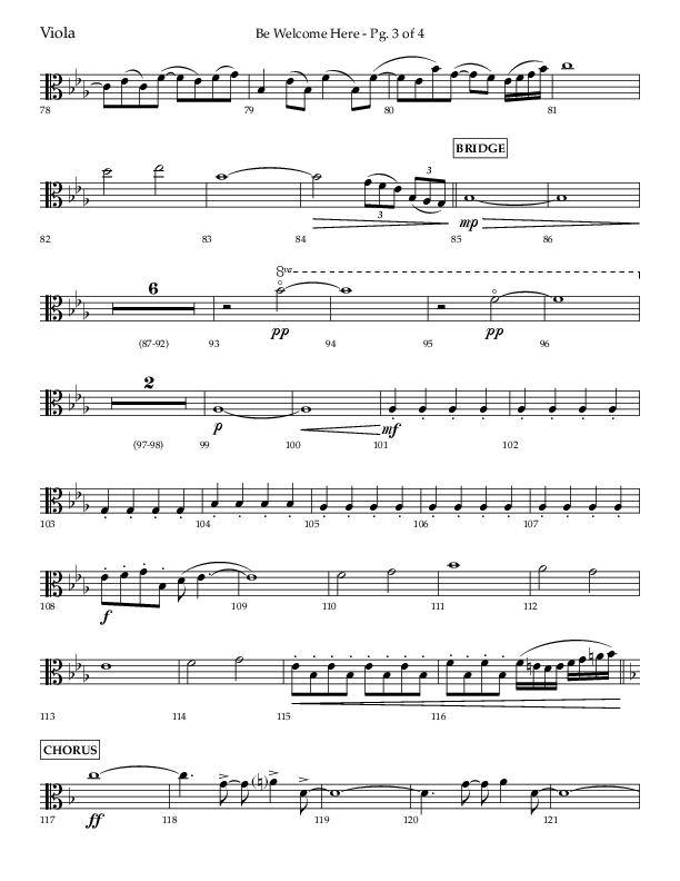 Be Welcome Here (Choral Anthem SATB) Viola (Lifeway Choral / Arr. Bradley Knight)