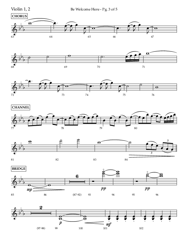 Be Welcome Here (Choral Anthem SATB) Violin 1/2 (Lifeway Choral / Arr. Bradley Knight)