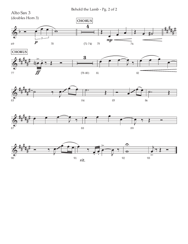 Behold The Lamb (Choral Anthem SATB) Alto Sax (Lifeway Choral / Arr. Bradley Knight)