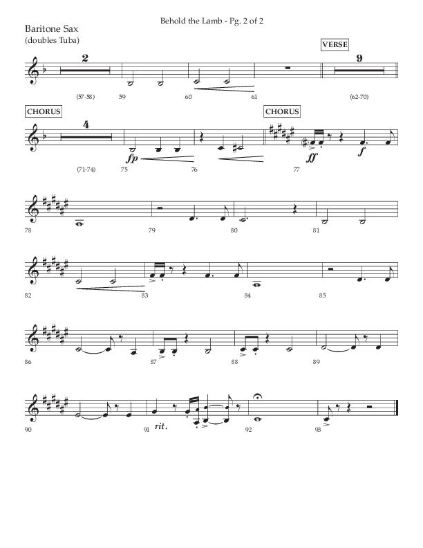 Behold The Lamb (Choral Anthem SATB) Bari Sax (Lifeway Choral / Arr. Bradley Knight)