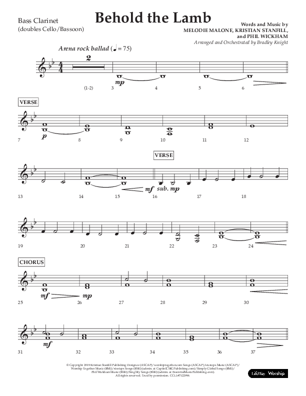 Behold The Lamb (Choral Anthem SATB) Bass Clarinet (Lifeway Choral / Arr. Bradley Knight)