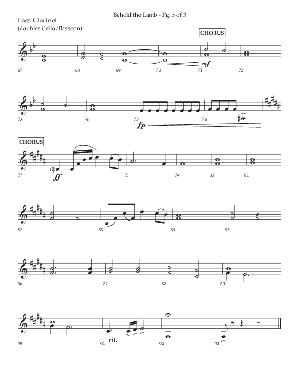 Behold The Lamb (Choral Anthem SATB) Bass Clarinet (Lifeway Choral / Arr. Bradley Knight)