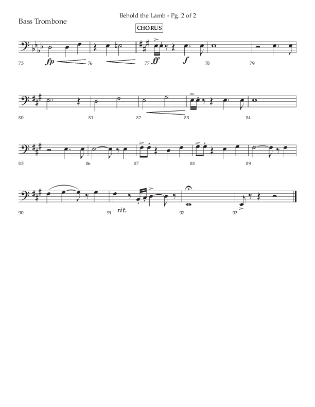 Behold The Lamb (Choral Anthem SATB) Bass Trombone (Lifeway Choral / Arr. Bradley Knight)