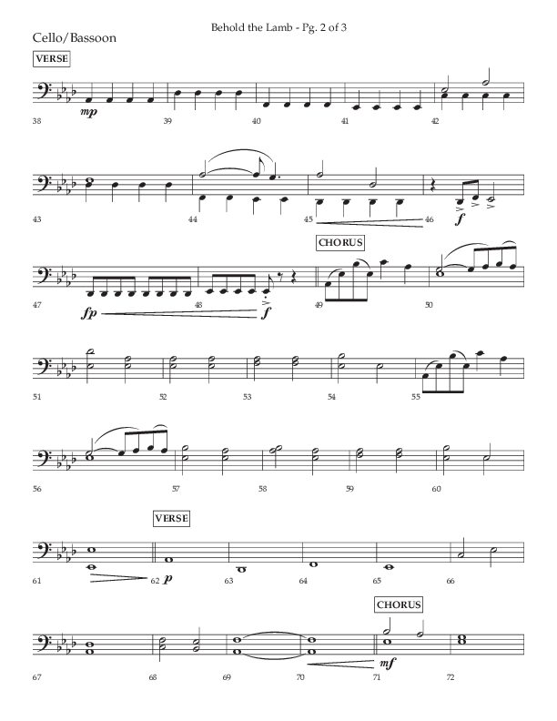 Behold The Lamb (Choral Anthem SATB) Cello (Lifeway Choral / Arr. Bradley Knight)