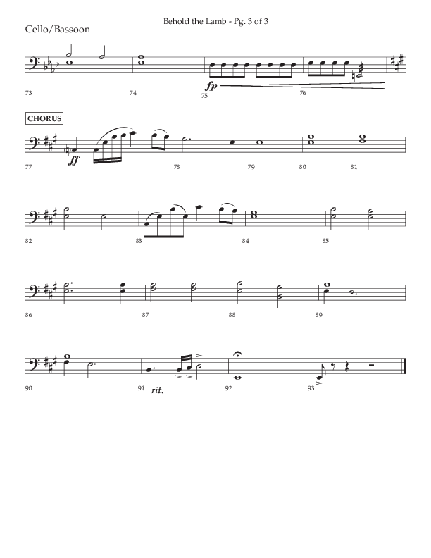 Behold The Lamb (Choral Anthem SATB) Cello (Lifeway Choral / Arr. Bradley Knight)