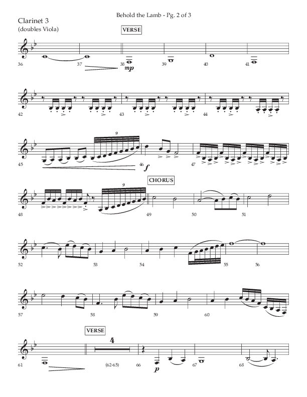 Behold The Lamb (Choral Anthem SATB) Clarinet 3 (Lifeway Choral / Arr. Bradley Knight)