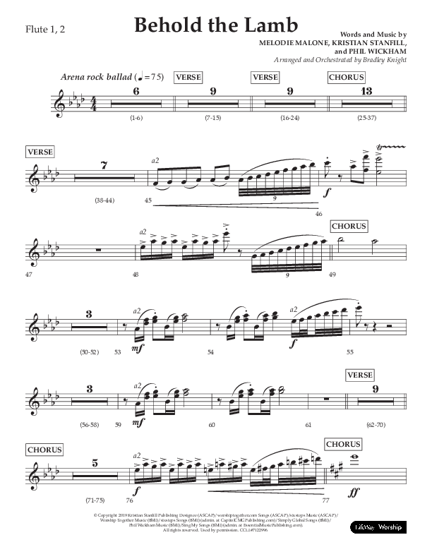 Behold The Lamb (Choral Anthem SATB) Flute 1/2 (Lifeway Choral / Arr. Bradley Knight)