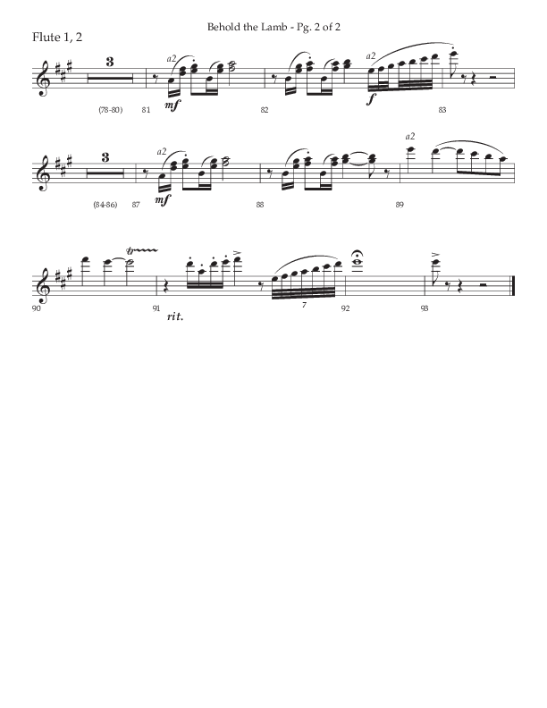 Behold The Lamb (Choral Anthem SATB) Flute 1/2 (Lifeway Choral / Arr. Bradley Knight)
