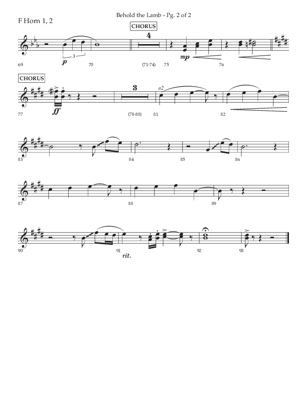 Behold The Lamb (Choral Anthem SATB) French Horn 1/2 (Lifeway Choral / Arr. Bradley Knight)