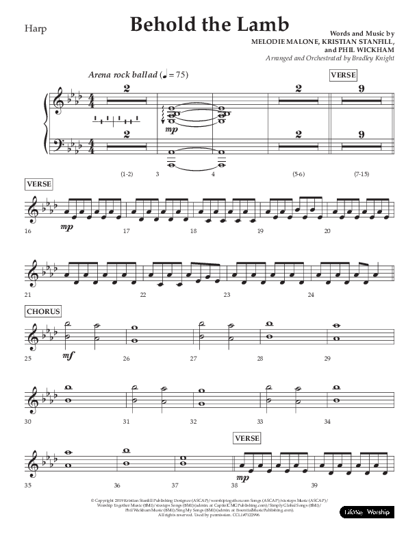 Behold The Lamb (Choral Anthem SATB) Harp (Lifeway Choral / Arr. Bradley Knight)
