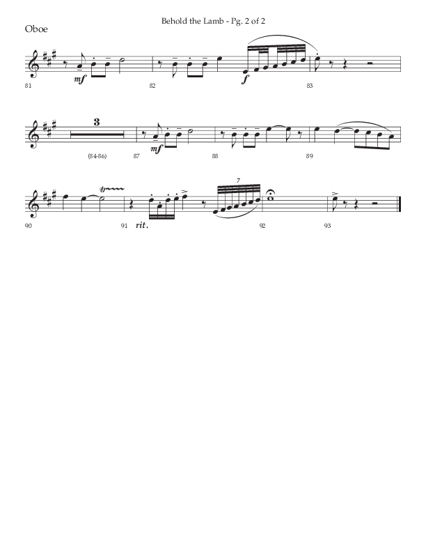Behold The Lamb (Choral Anthem SATB) Oboe (Lifeway Choral / Arr. Bradley Knight)