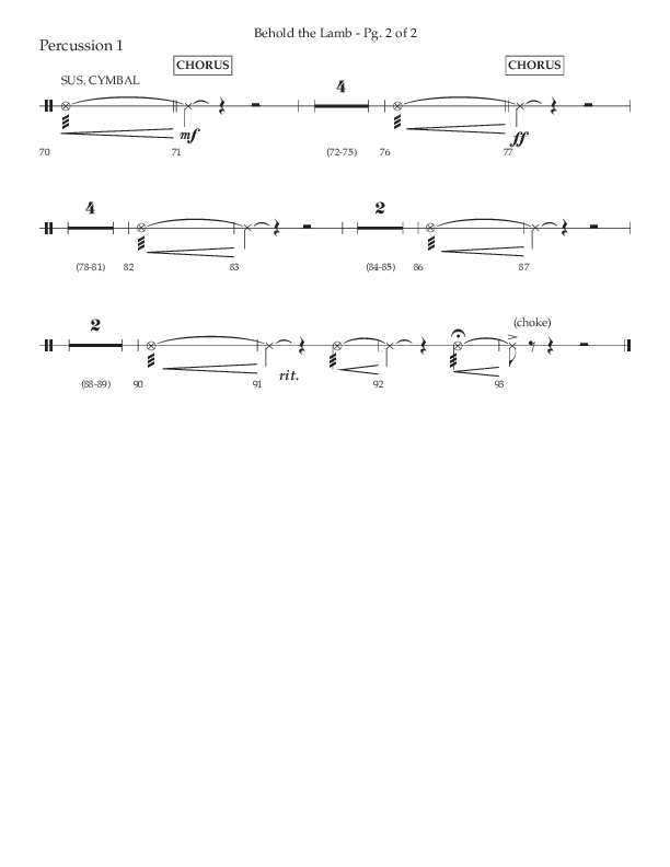 Behold The Lamb (Choral Anthem SATB) Percussion 1/2 (Lifeway Choral / Arr. Bradley Knight)