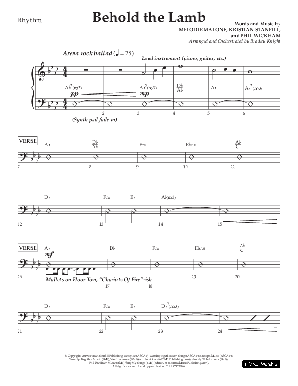 Behold The Lamb (Choral Anthem SATB) Lead Melody & Rhythm (Lifeway Choral / Arr. Bradley Knight)