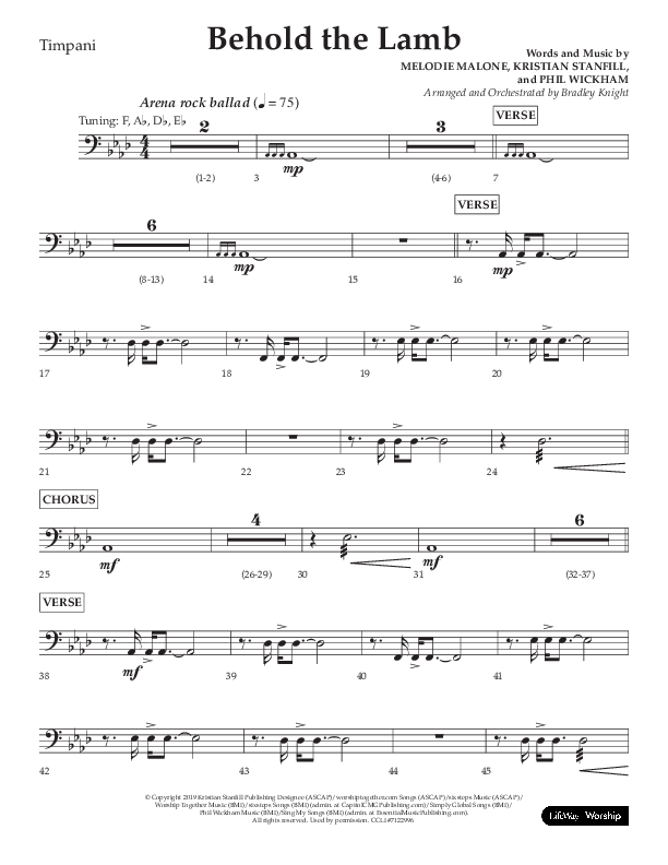 Behold The Lamb (Choral Anthem SATB) Timpani (Lifeway Choral / Arr. Bradley Knight)