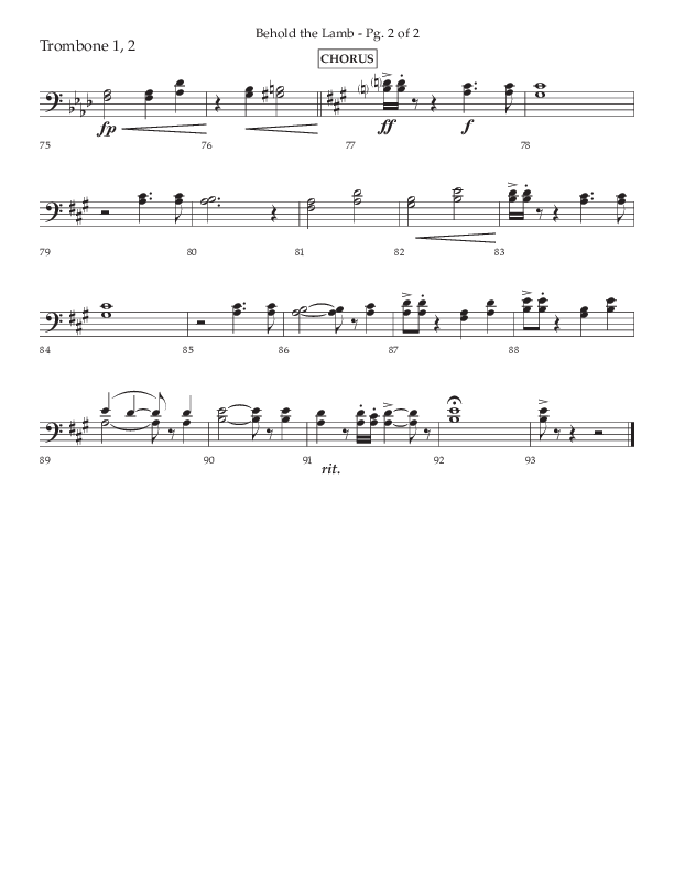 Behold The Lamb (Choral Anthem SATB) Trombone 1/2 (Lifeway Choral / Arr. Bradley Knight)