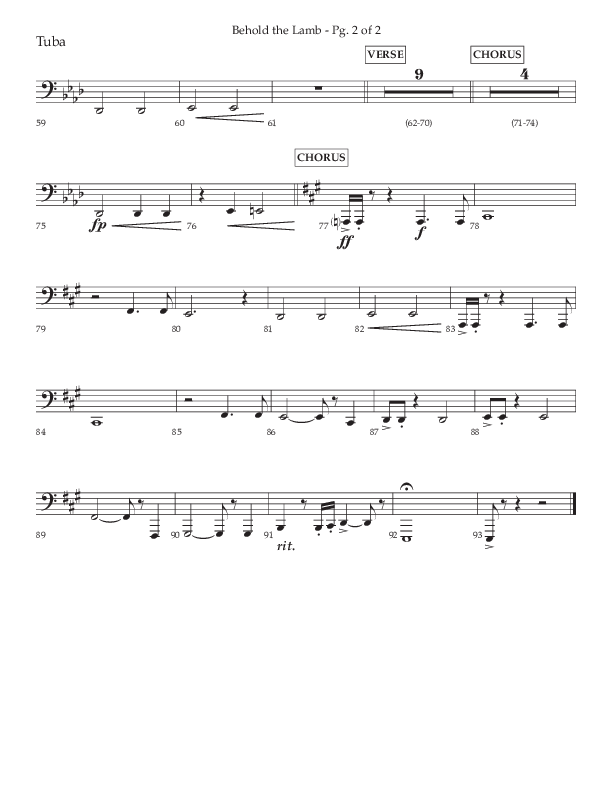 Behold The Lamb (Choral Anthem SATB) Tuba (Lifeway Choral / Arr. Bradley Knight)