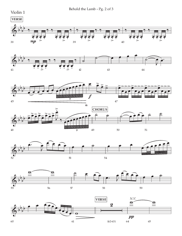 Behold The Lamb (Choral Anthem SATB) Violin 1 (Lifeway Choral / Arr. Bradley Knight)