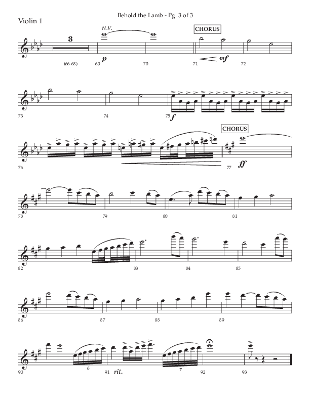 Behold The Lamb (Choral Anthem SATB) Violin 1 (Lifeway Choral / Arr. Bradley Knight)