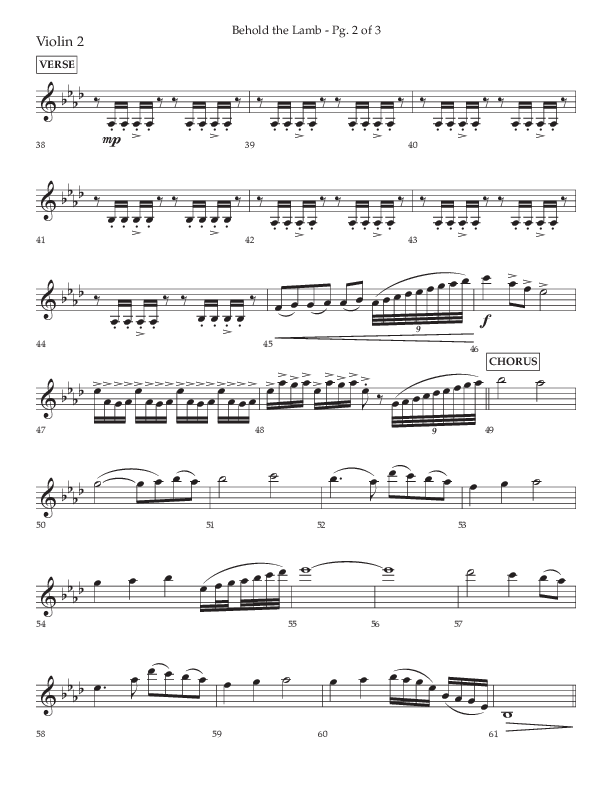 Behold The Lamb (Choral Anthem SATB) Violin 2 (Lifeway Choral / Arr. Bradley Knight)