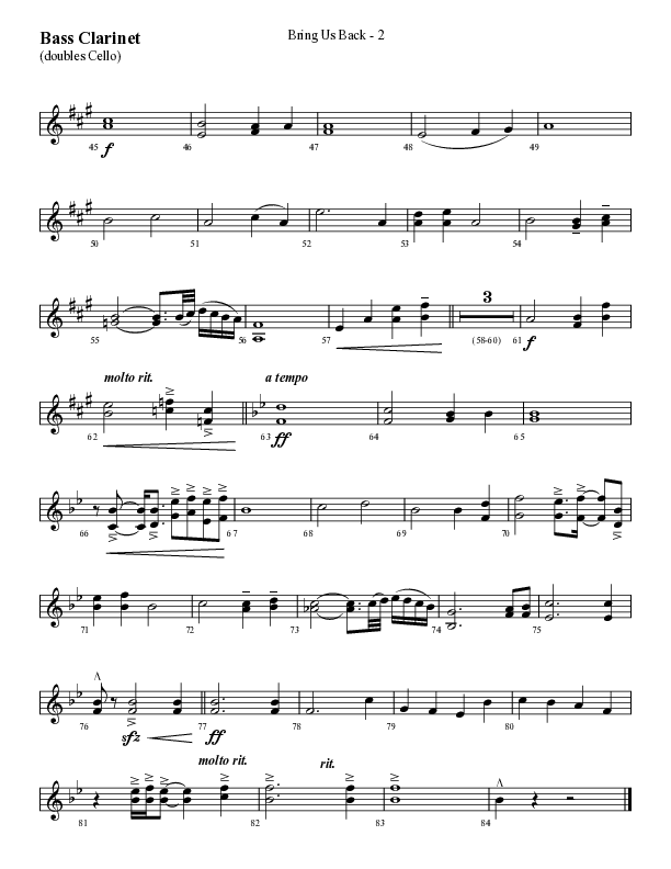 Bring Us Back (Choral Anthem SATB) Bass Clarinet (Lifeway Choral / Arr. Cliff Duren)