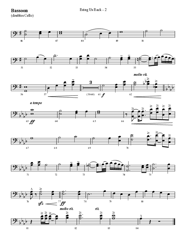 Bring Us Back (Choral Anthem SATB) Bassoon (Lifeway Choral / Arr. Cliff Duren)