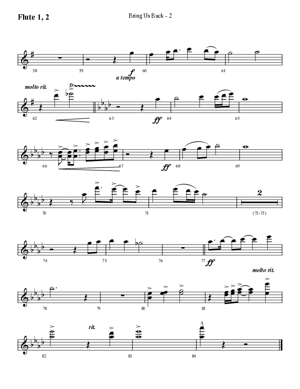 Bring Us Back (Choral Anthem SATB) Flute 1/2 (Lifeway Choral / Arr. Cliff Duren)