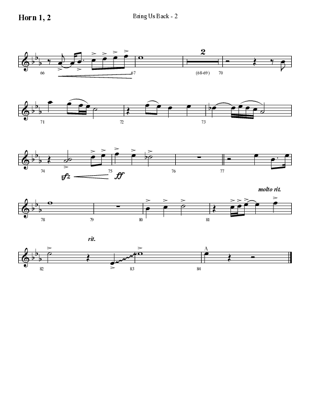 Bring Us Back (Choral Anthem SATB) French Horn 1/2 (Lifeway Choral / Arr. Cliff Duren)