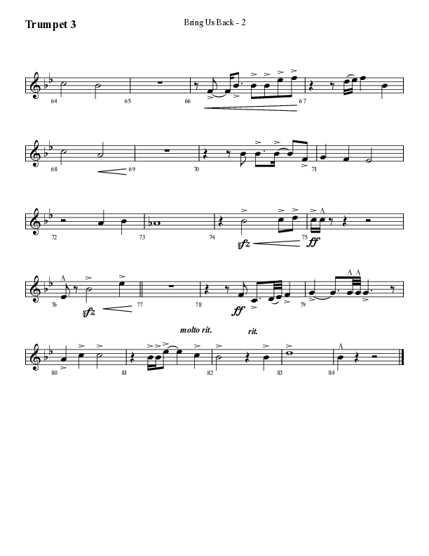 Bring Us Back (Choral Anthem SATB) Trumpet 3 (Lifeway Choral / Arr. Cliff Duren)