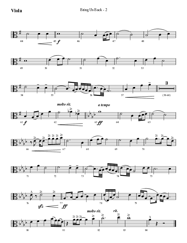 Bring Us Back (Choral Anthem SATB) Viola (Lifeway Choral / Arr. Cliff Duren)