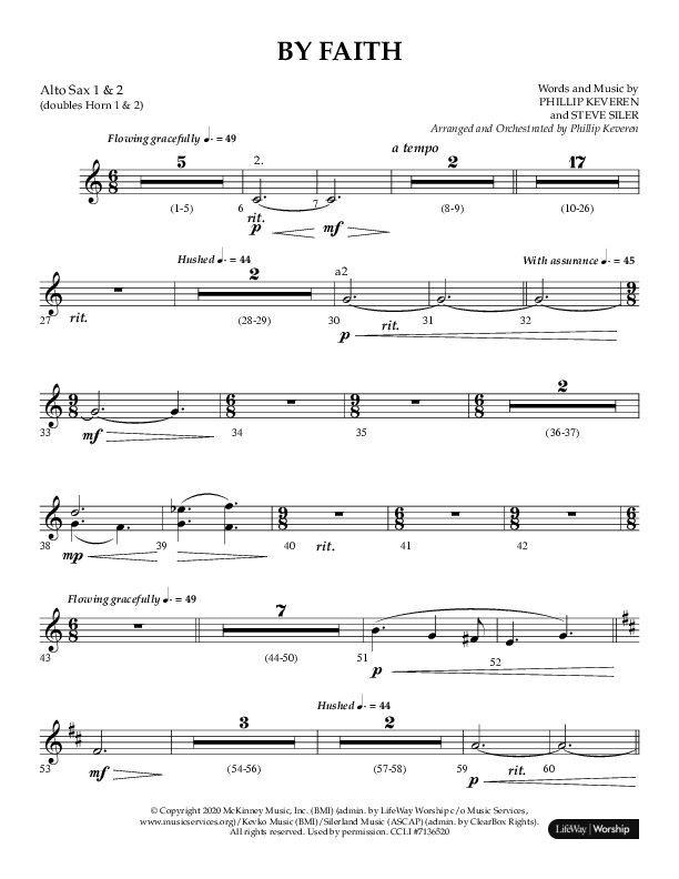 By Faith (Choral Anthem SATB) Alto Sax 1/2 (Lifeway Choral / Arr. Phillip Keveren)